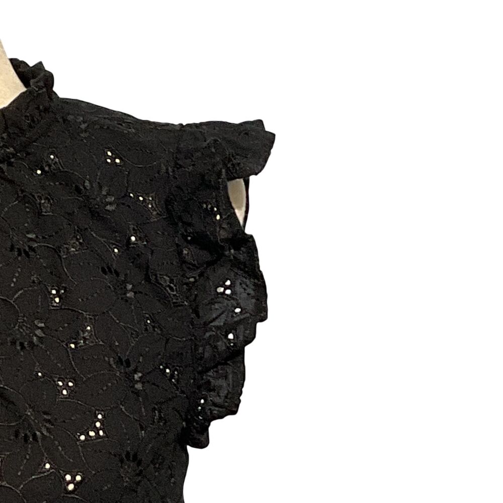 Loft Eyelet Ruffle Split Neck Shell Top Medium - image 5